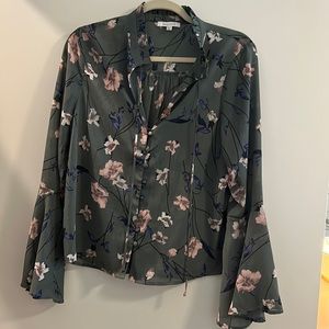 LUCY PARIS Green Floral Wide Sleeve Top